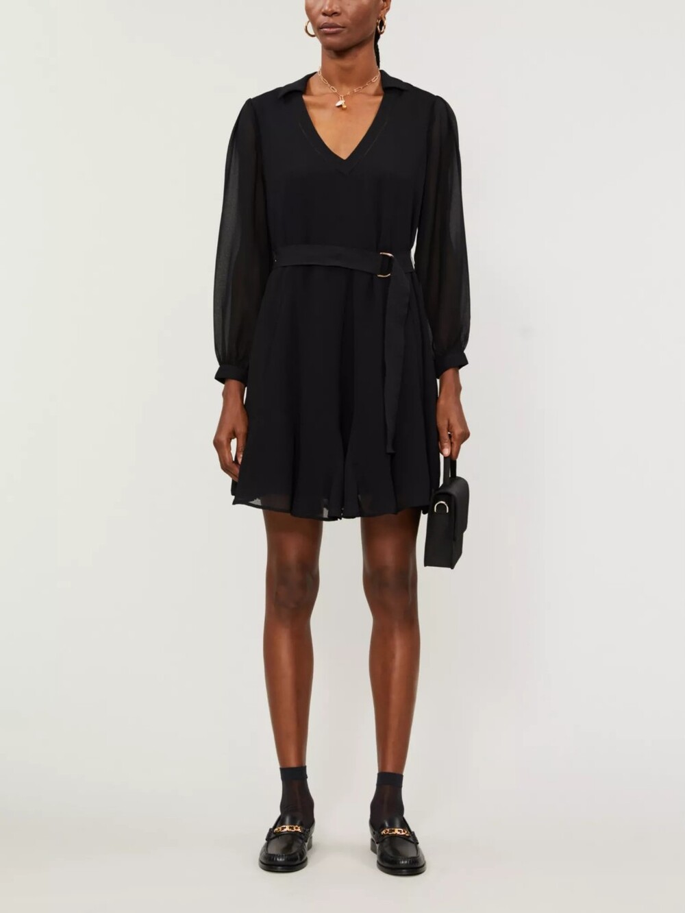 Claudie Pierlot Black Belted V-Neck Dress Dress